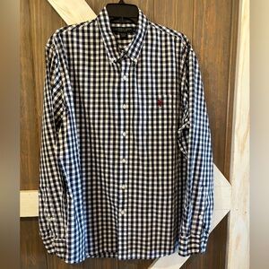 US Polo Assn Blue & White Checkered Men’s Shirt Sz XL